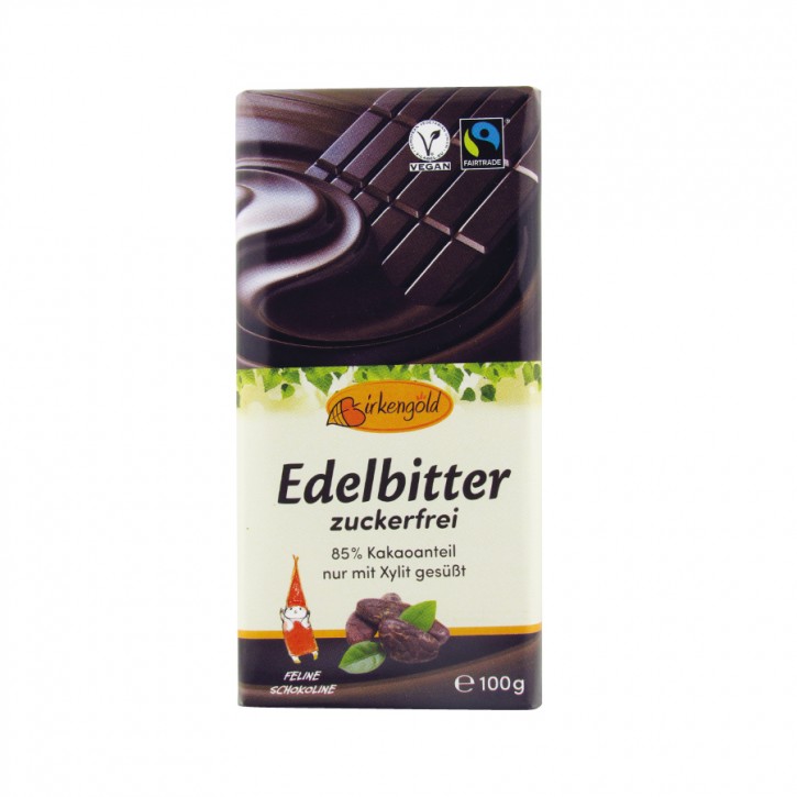 Xylit Schokolade Edelbitter 85% 100g Birkengold